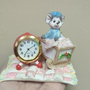 Vintage Li'l Velvet By Tom Rubel Mouse & Clock Figurine